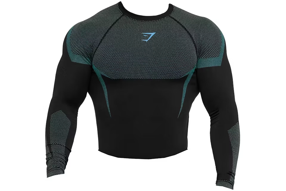 Gymshark Onyx 5.0 Seamless L/S Muscle Fit T-shirt Black/Brand Blue