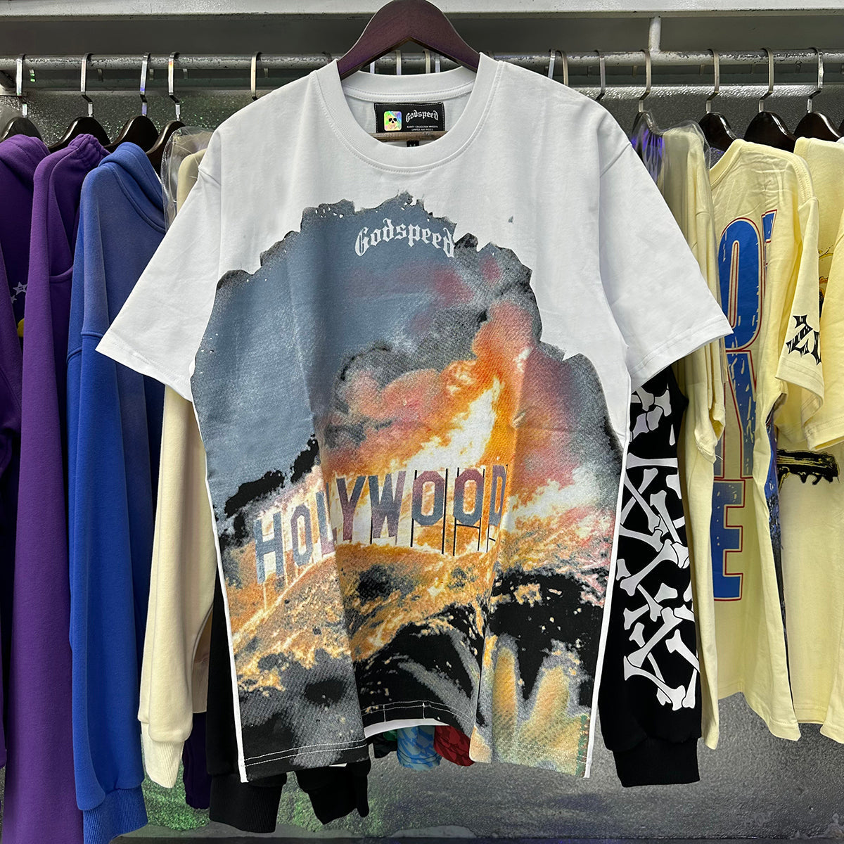 Godspeed T-shirts Technology Robot Printing Cotton Casual Short Sleeve Men and Women