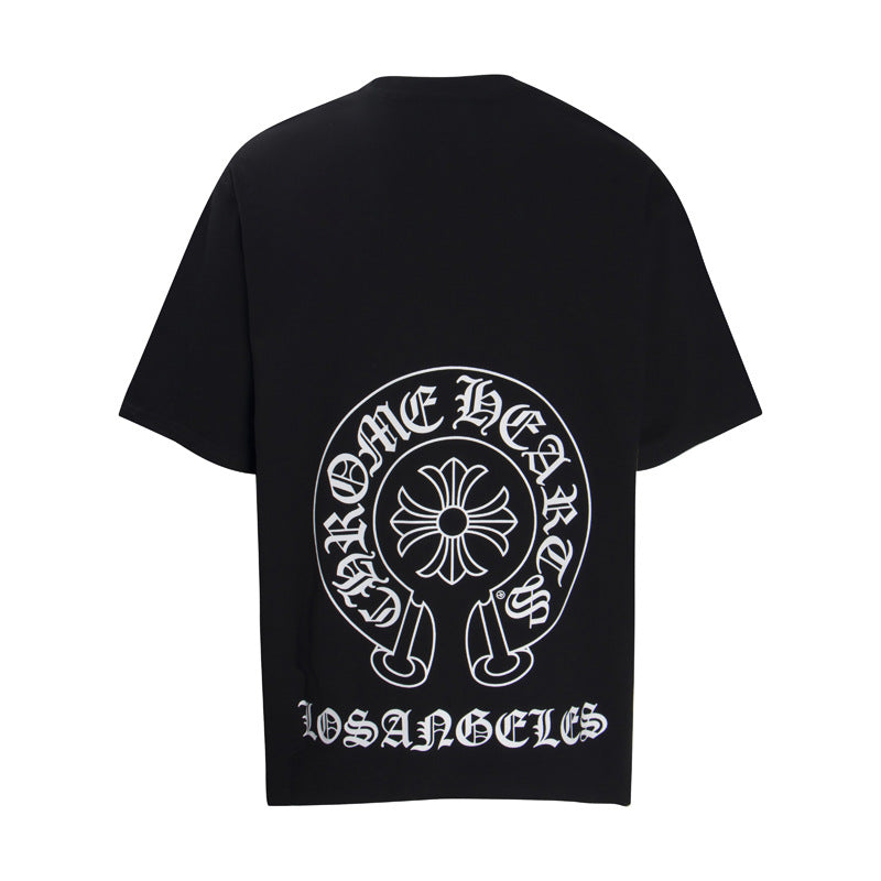 Chrome Heart T Shirts Summer Horseshoe Cross Print Short Sleeve T-Shirt