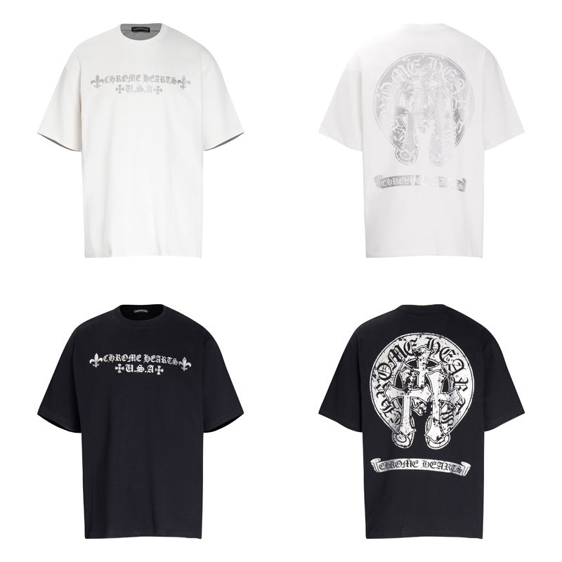 Chrome Heart T Shirts Croix Sanskrit Cross Horseshoe Old T-Shirt