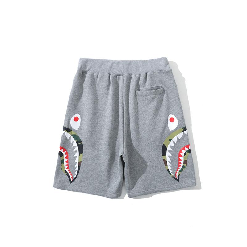 Bathing Ape Shorts Fashion Brand Summer Loose Casual Double Camouflage on Side Shark Head Shorts Cropped Pants