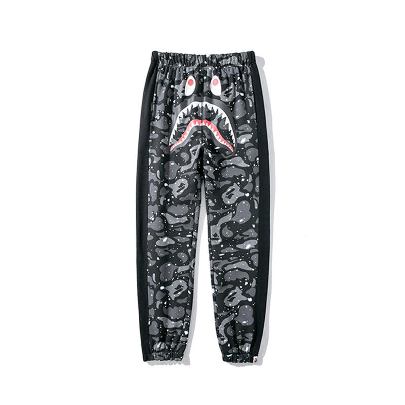 Bathing Ape Pant Shark Head Print Luminous Starry Sky Trousers Men's and Women's Casual Pants Sweatpants