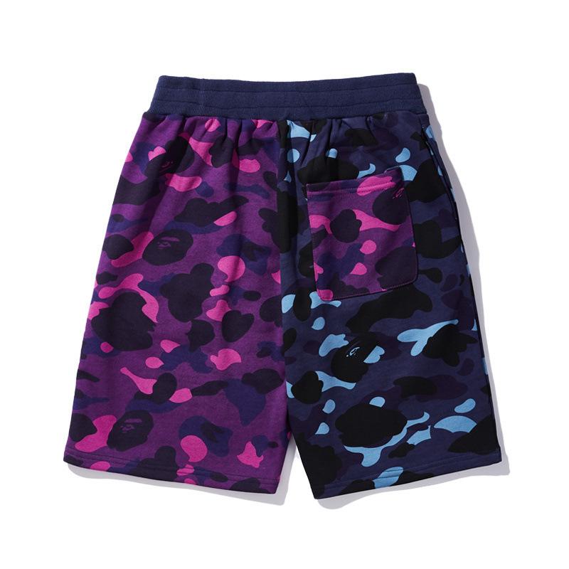 Bathing Ape Shorts Purple Patchwork Blue Men and Women Summer Camouflage Shorts Fashion Brand Casual Shorts