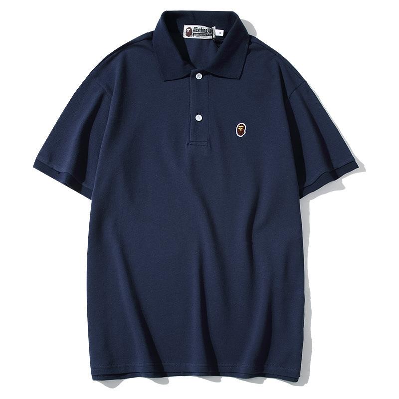Bathing Ape T-Shirt Solid Color Casual Embroidered Short-Sleeved Polo Shirt
