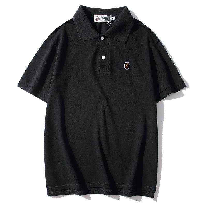 Bathing Ape T-Shirt Solid Color Casual Embroidered Short-Sleeved Polo Shirt