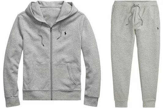Polo Ralph Lauren Double-Knit Full-Zip Hoodie and Double-Knit Jogger Pant Set (Light Sport Heather)