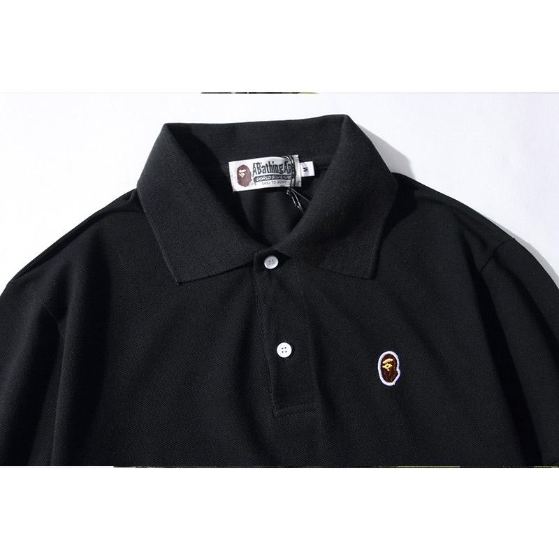 Bathing Ape T-Shirt Solid Color Casual Embroidered Short-Sleeved Polo Shirt