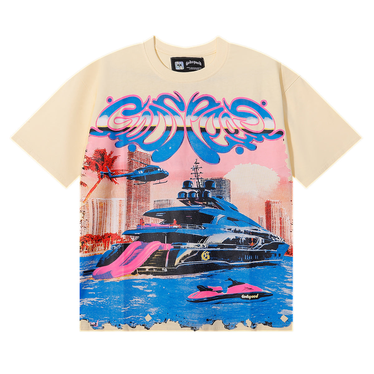 Godspeed T-shirts Luxury Cruise Helicopter Printing Cotton Casual Short Sleeves Men and Women