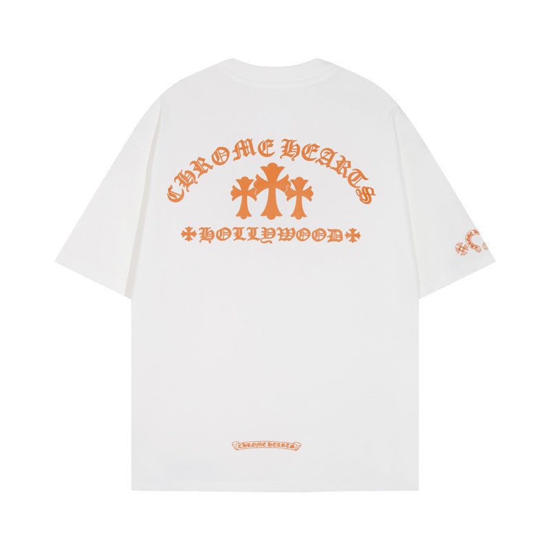 Chrome Heart T Shirts CROW Summer Short Sleeve Embroidery Crew Neck Loose