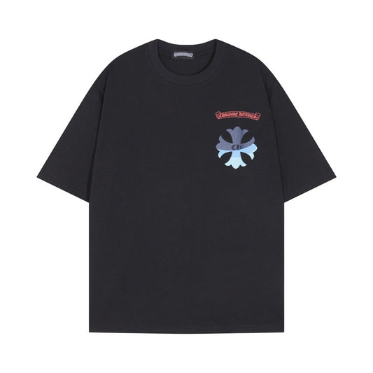 Chrome Heart T Shirts Croix Cross Color Leather Printed Short Sleeve T-Shirt