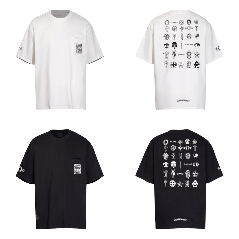 Chrome Heart T Shirts T-shirt logo print cotton round neck short sleeve