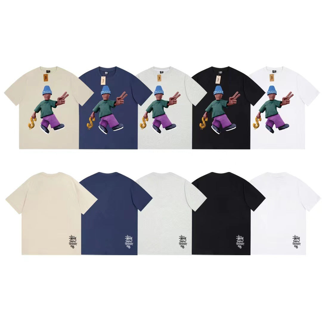 Stussy T-Shirts Loose Casual T-Shirts Same for Men and Women
