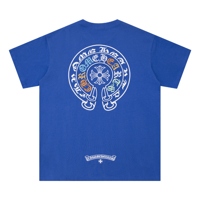 Chrome Heart T Shirts Horseshoe Patch Embroidery Short Sleeve T-Shirt
