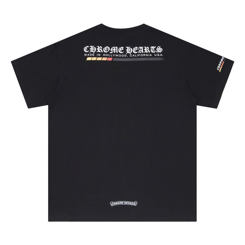 Chrome Heart T Shirts Croix letter print Sanskrit loose casual short sleeves