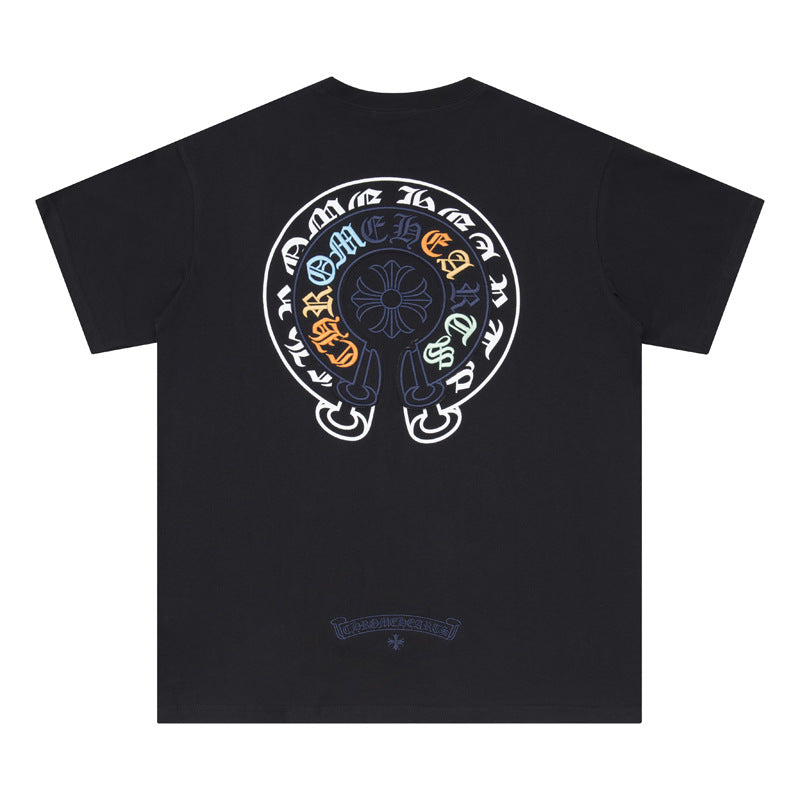 Chrome Heart T Shirts Horseshoe Patch Embroidery Short Sleeve T-Shirt