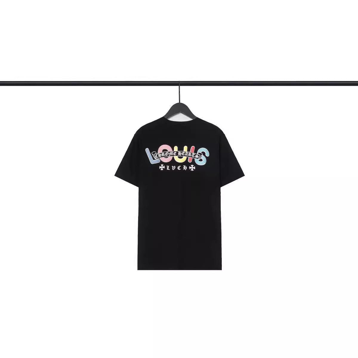 Chrome Heart T Shirts Croix Cross Color Leather Printed Short Sleeve T-Shirt