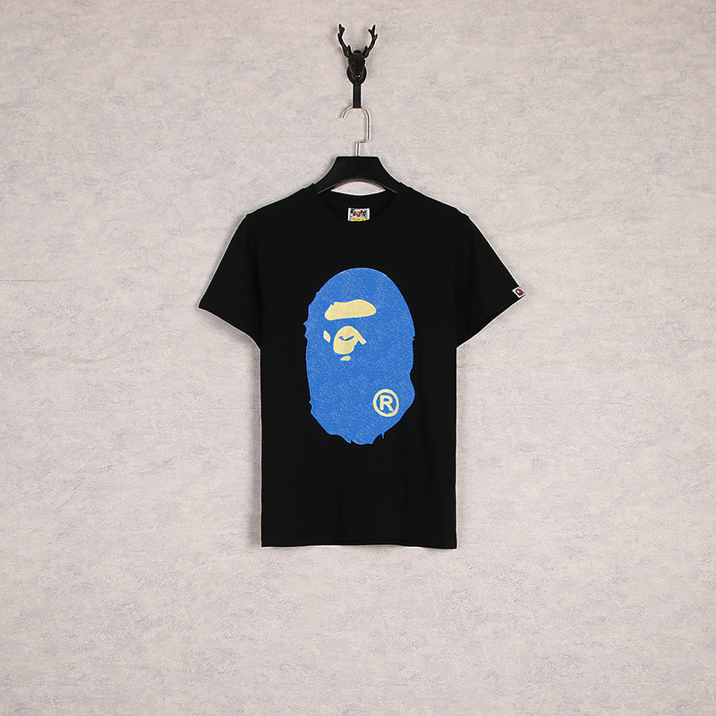Bathing Ape T-Shirt Summer Cartoon Print Casual Large Size Loose Men's and Women's round Neck Short Sleeve T-shirt