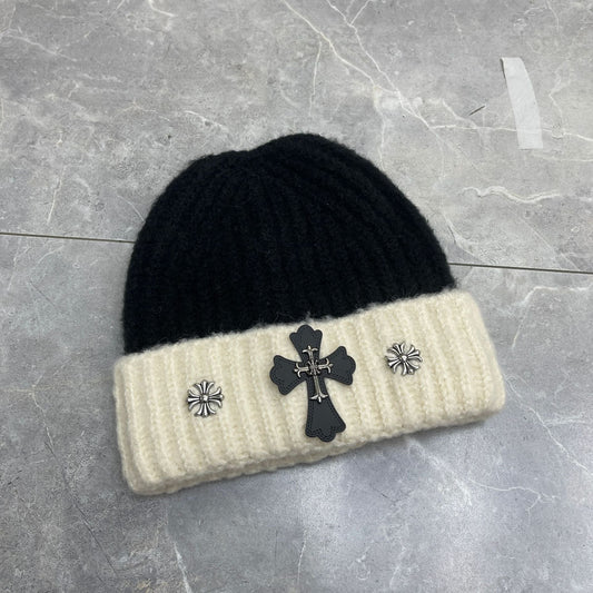 Chrome Heart Beanie Cross Knitted Hat Warm Couple Cold Hat Windproof Ear Protectors