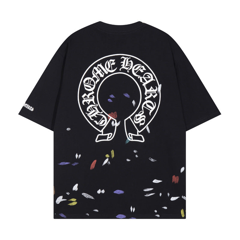 Chrome Heart T Shirts Croix Cross Sanskrit Embroidery Versatile Casual Loose