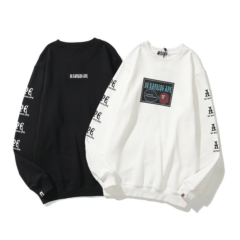 Bathing Ape Sweatshirt Autumn and Winter Men's Cotton Printed Long Sleeve round-Neck Pullover