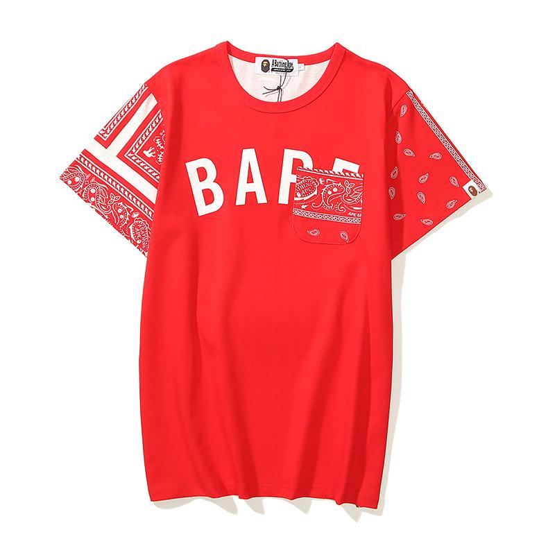 Bathing Ape T-Shirt Summer Color Block Printing Fashion Short Sleeve T-shirt