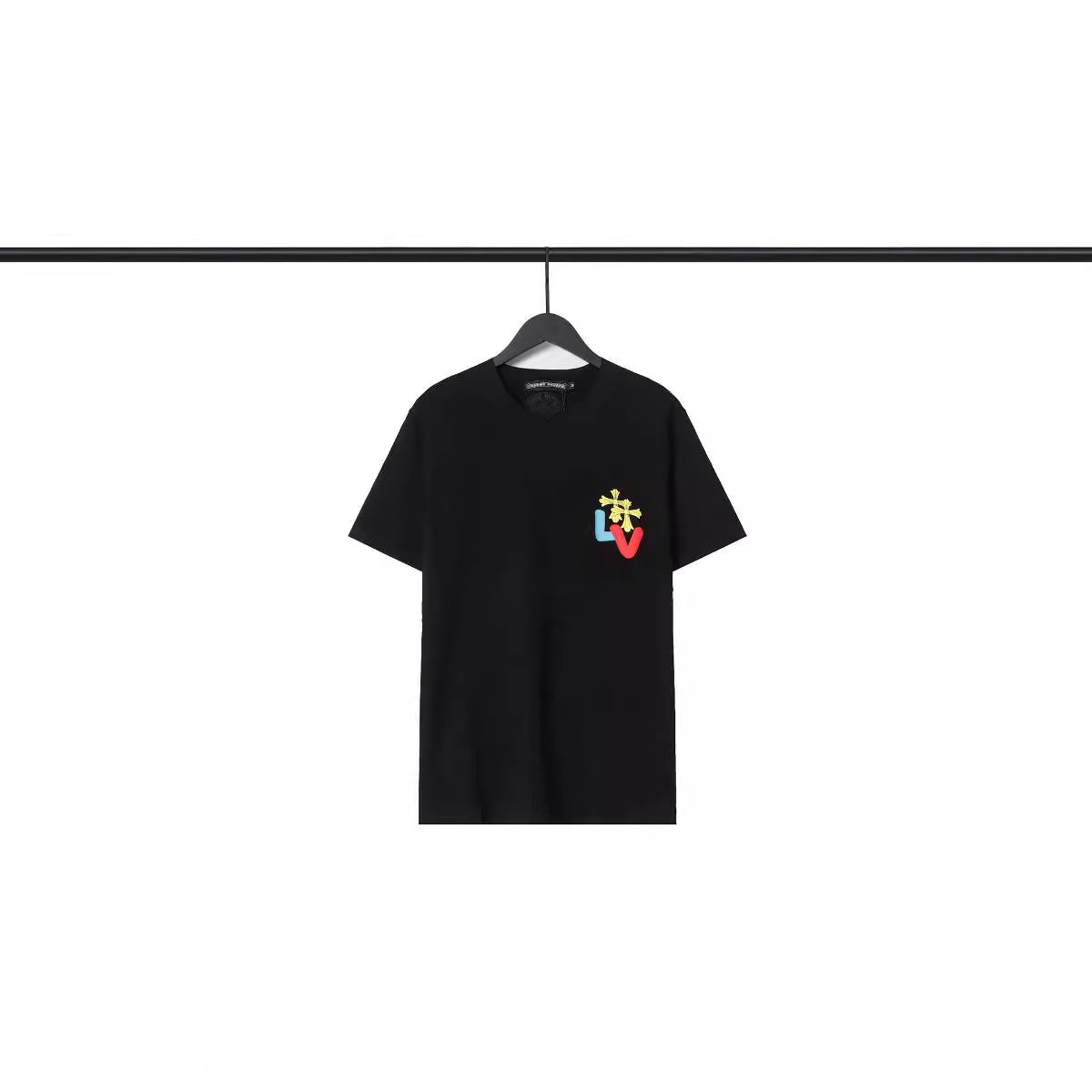 Chrome Heart T Shirts Croix Cross Color Leather Printed Short Sleeve T-Shirt