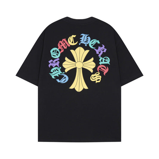 Chrome Heart T Shirts Cross Print Short Sleeve T-Shirt Loose