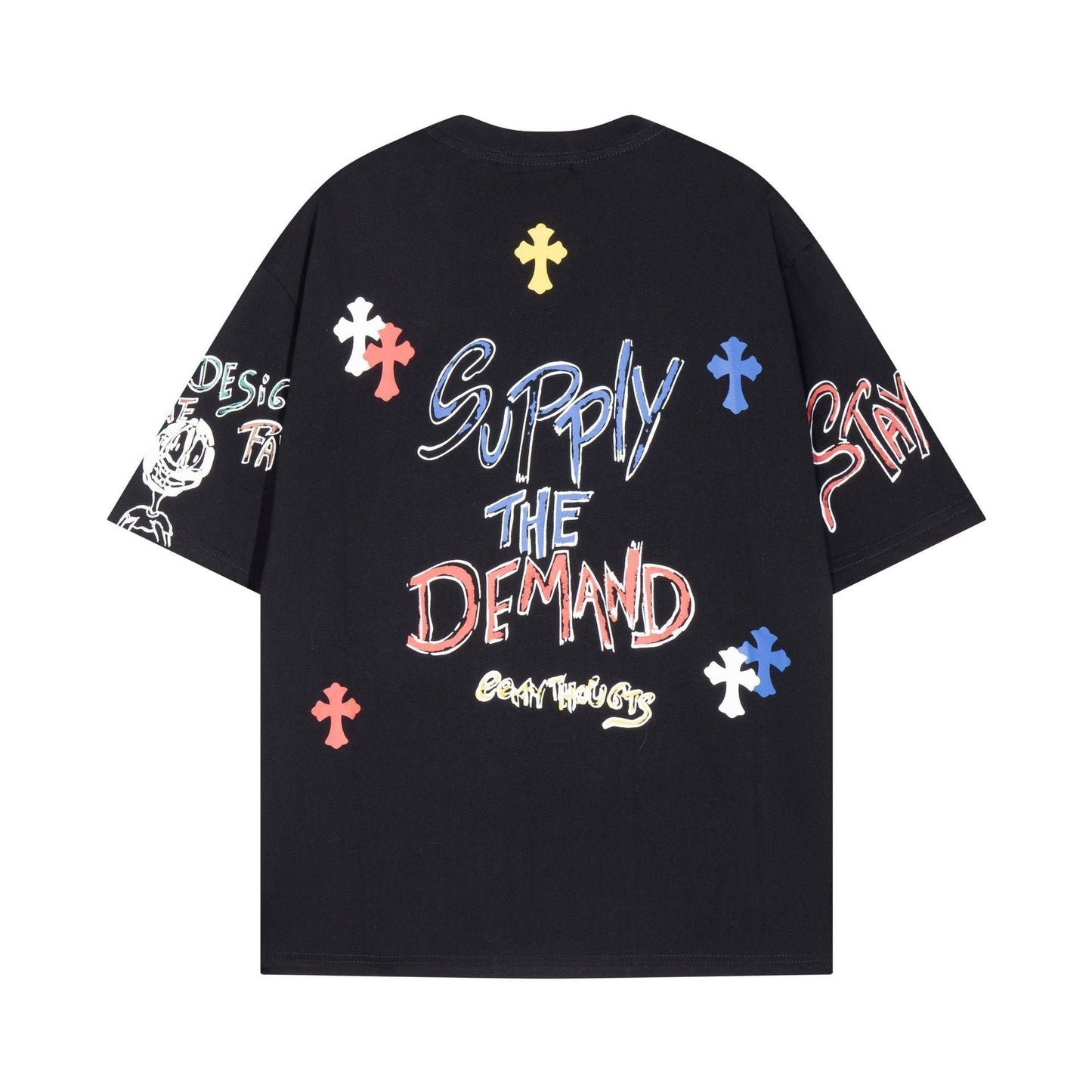 Chrome Heart T Shirts Cross Print Sanskrit Hand Painted Graffiti Short Sleeve T-Shirt