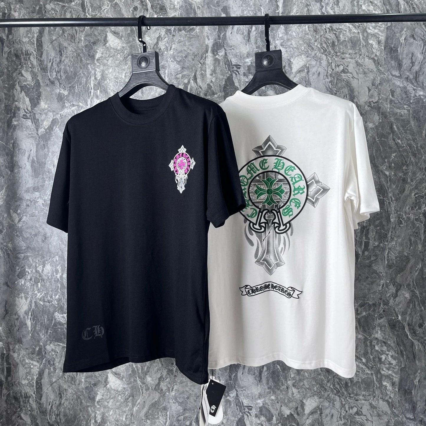 Chrome Heart T Shirts Cross Horseshoe Printed Cotton Loose Casual T-Shirt