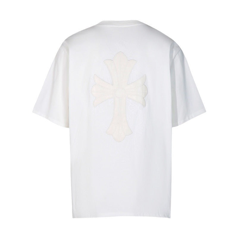 Chrome Heart T Shirts Croix Cross Color Embroidery Printed Short Sleeve T-Shirt Loose