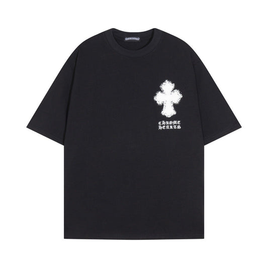 Chrome Heart T Shirts Croix Cross Leather Printed Short Sleeve T-Shirt