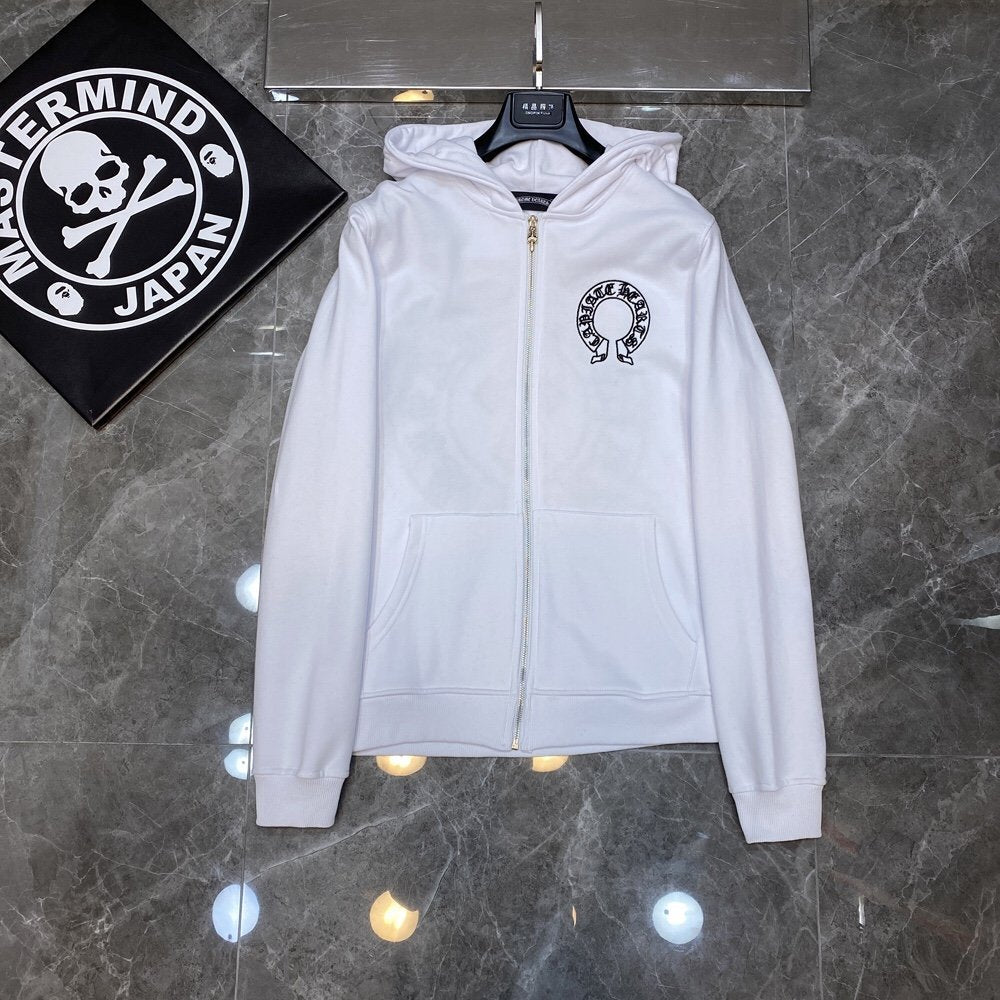 Chrome Heart Hoodie Crowe cotton terry zip-up cardigan hooded sweater