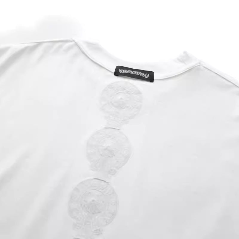 Chrome Heart T Shirts Crowe Cross Print Short Sleeve T-Shirt Loose
