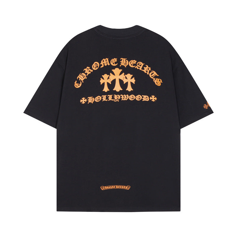 Chrome Heart T Shirts CROW Summer Short Sleeve Embroidery Crew Neck Loose