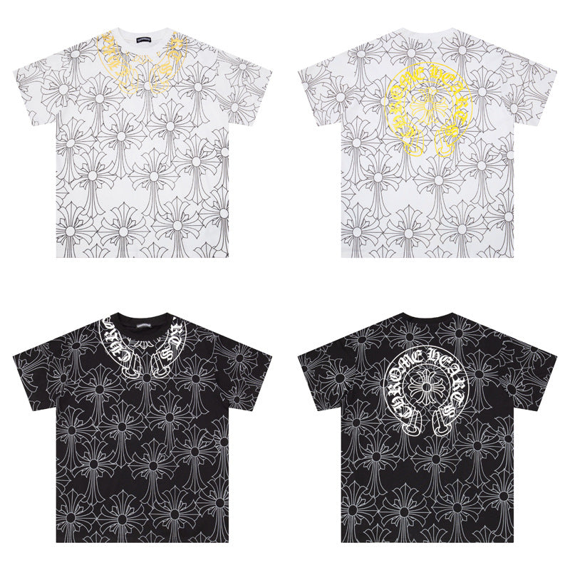 Chrome Heart T Shirts Croatian Horseshoe Full Cross Sanskrit Short Sleeve