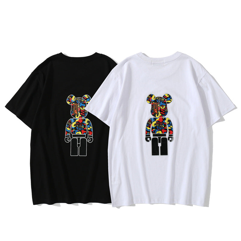 Bape Bearbrick T-Shirt Camouflage Loose Short Sleeve Men And Women Same Style