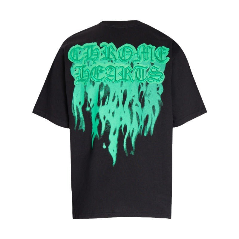 Chrome Heart T Shirts Croix Flame Sanskrit Embroidery Printed T-Shirt Fashion Short Sleeve