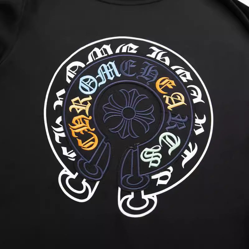 Chrome Heart T Shirts Horseshoe Patch Embroidery Short Sleeve T-Shirt