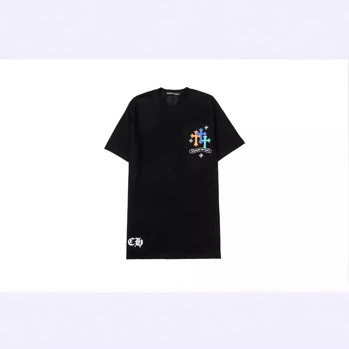 Chrome Heart T Shirts Croix Cross Color Leather Printed Short Sleeve T-Shirt
