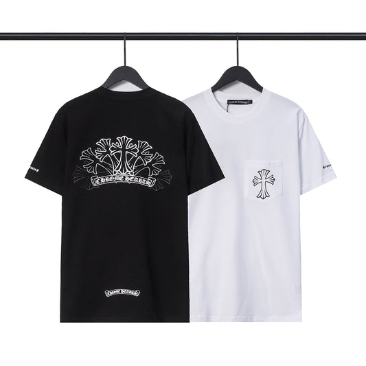 Chrome Heart T Shirts Sanskrit Color Printing Loose Casual Crew Neck Short Sleeve T-Shirt