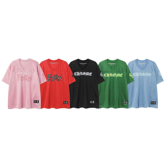 Chrome Heart T Shirts Croix Cross Color Leather Printed Short Sleeve T-Shirt