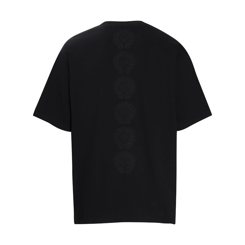 Chrome Heart T Shirts Crowe Cross Print Short Sleeve T-Shirt Loose