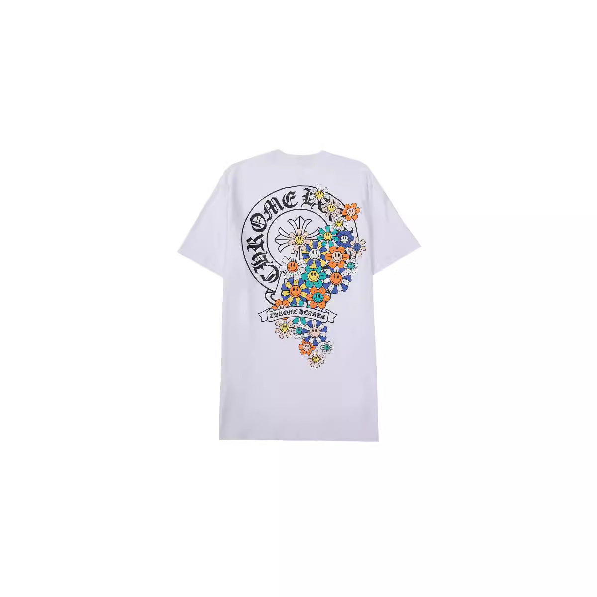 Chrome Heart T Shirts Croix Cross Color Leather Printed Short Sleeve T-Shirt