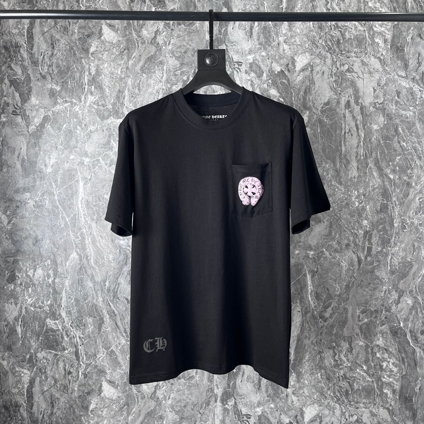 Chrome Heart T Shirts Pink Sanskrit Leather Short Sleeve T-Shirt