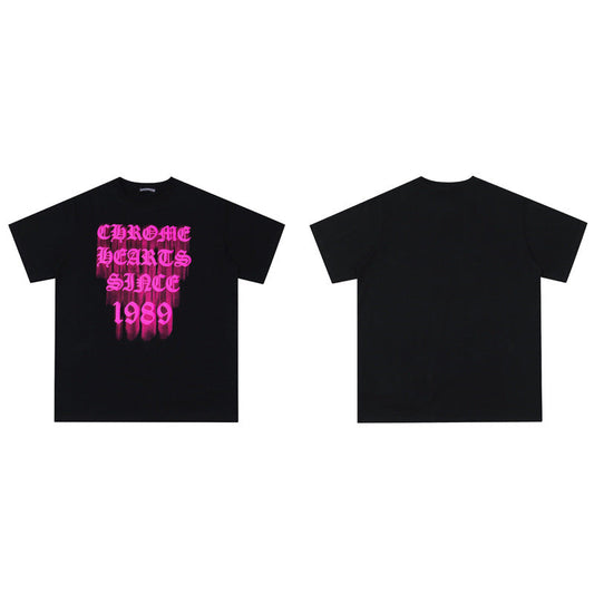 Chrome Heart T Shirts Croix Cross Leather Printed Short Sleeve T-Shirt