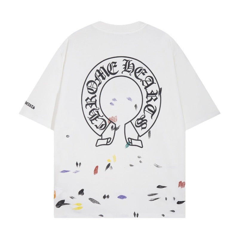 Chrome Heart T Shirts Croix Cross Sanskrit Embroidery Versatile Casual Loose