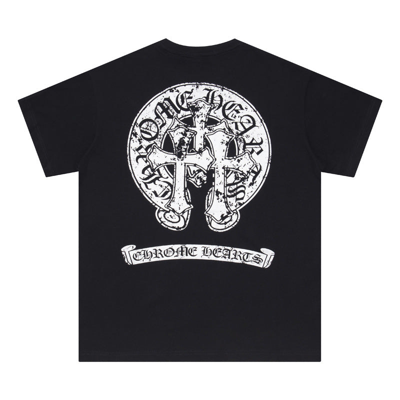 Chrome Heart T Shirts Croix Sanskrit Cross Horseshoe Old T-Shirt