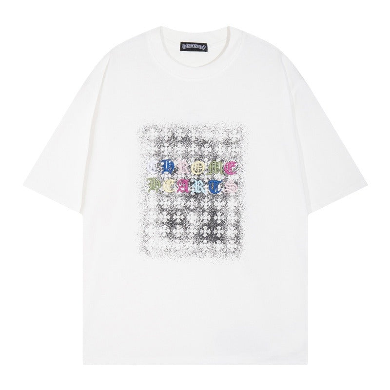 Chrome Heart T Shirts Cross Color Printed Short Sleeve T-Shirt Couple