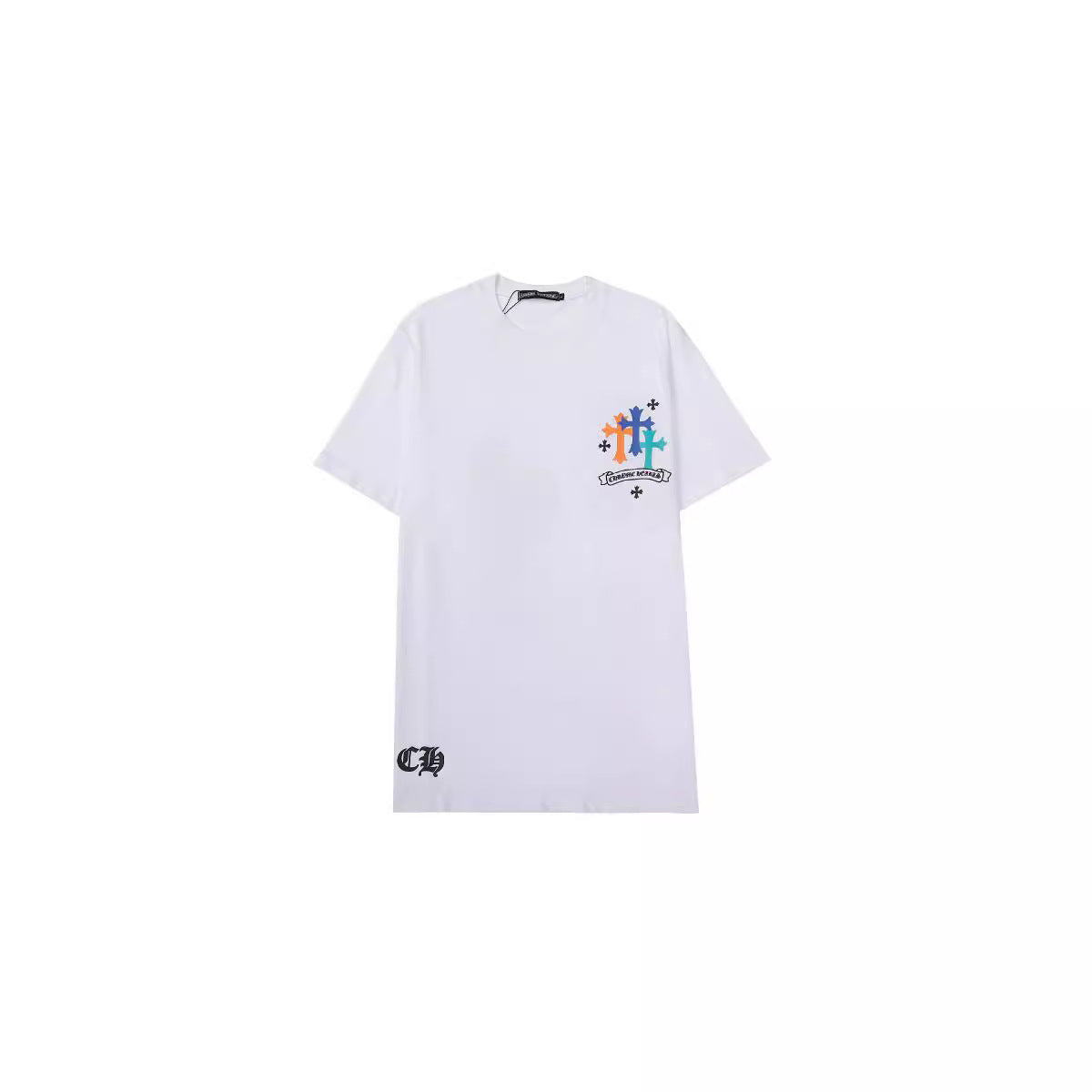Chrome Heart T Shirts Croix Cross Color Leather Printed Short Sleeve T-Shirt