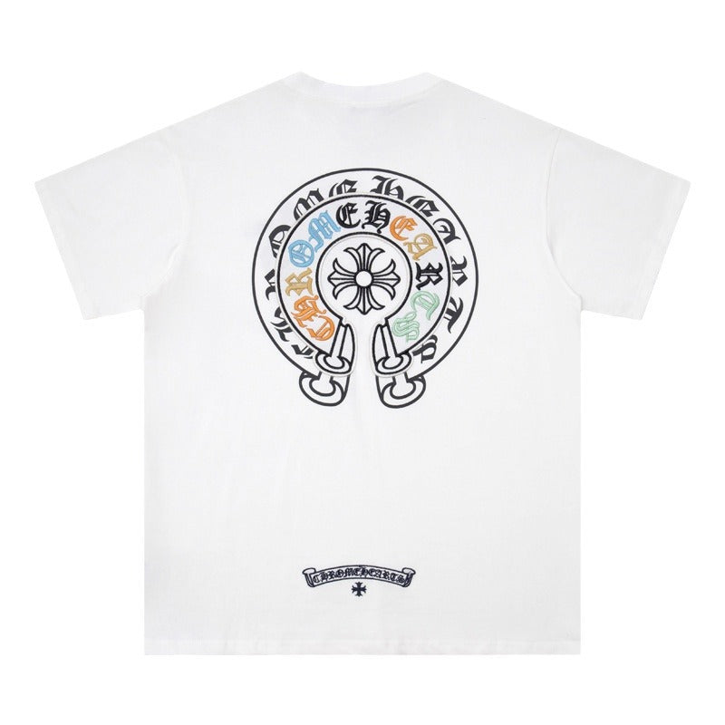 Chrome Heart T Shirts Horseshoe Patch Embroidery Short Sleeve T-Shirt